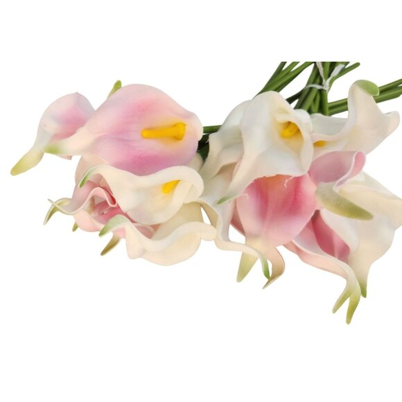 Blush Pink and White Faux Calla Lily Stems 15 Inch Wedding Artificial Flowers Bu - Picture 8 of 10